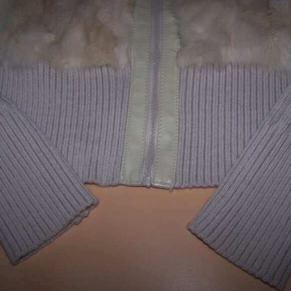Vintage Jennyfer J Y2k Genuine Rabbit Fur Ribbed Knit Jacket Sweater, Medium - Picture 4 of 10